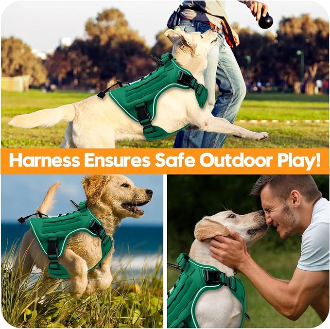 Heavy-Duty Tactical Dog Harness for Large Dogs, No Pull Adjustable Reflective Pet Vest with Molle System, K9 Military-Grade Control for Service Training, Outdoor & 10+ Breeds, Turquoise, X-Large - Image 6