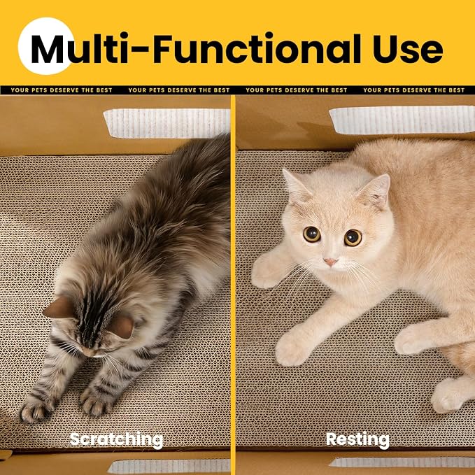 Conlun Large Cat House Scratching Pad Indoor Cave <18 lbs | 2-in-1 cozy cave, heavy-duty recycled cardboard | traps messy crumbs, quick setup | ideal for cats up to 18 lbs - Image 4