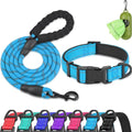 Dynmeow Reflective Dog Collar and Leash Set for Small Dogs, Blue | Soft Neoprene Padded, 6FT Climbing Rope, Ideal for Daily Outdoor Walking or Indoor Wearing, Night Visible for Safety by Dynmeow