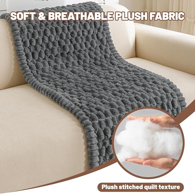Couch Cover for Dogs Washable, Non Slip Soft Cozy Grey | Pet Friendly, Fuzzy Durable Plush Thick Slipcovers for 3 Cushion Sofa Cover Protector Mat Bed Furniture Couches 27.6"x82.7" - Image 8