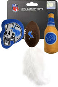 Best Plush CAT Toy - NFL Detroit Lions Complete Set of 3 piece Cat Toys Filled with Fresh Catnip. Includes: 1 Helmet Cat Toy, 1 Football Cat Toy with Feathers & 1 Beer Bottle. Beautiful Team Logos by PETSFIRST