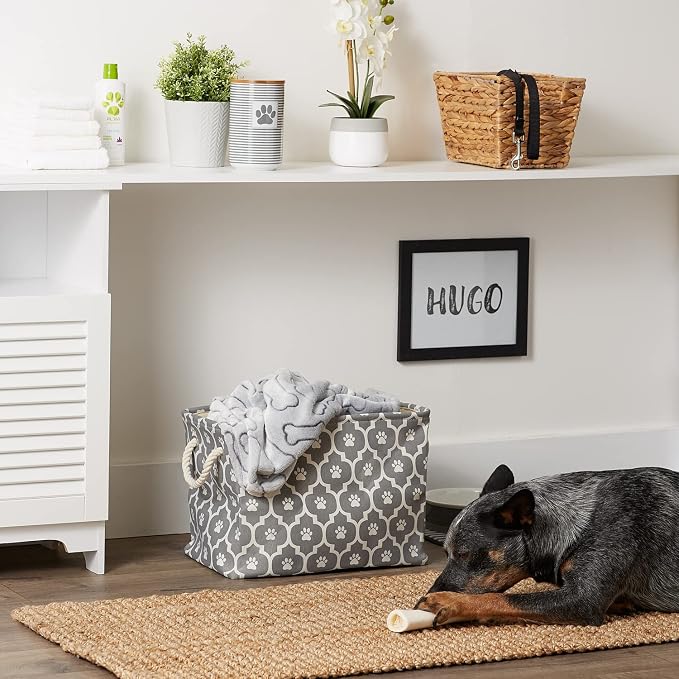 Bone Dry Pet Storage Collection Lattice Paw Print, Gray, Medium Rectangle - Image 4