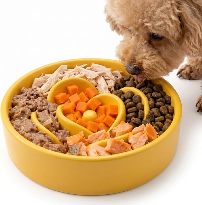 Casfuy Dishwasher Safe Ceramic Slow Feeder Dog Bowl, 6.1-in - Image 8