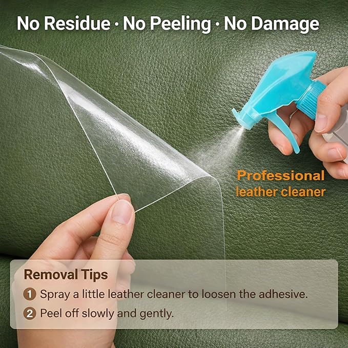 Cat Scratch Furniture Protector - Design for Leather Couch, 157.5"x11.8" Clear Couch Protector from Cat Claws, Thickened Anti-Scratch Adhesive Roll, Cuttable & Residue-Free, No Pins | 157"x11.8" Clear Couch Protector from Cat Claws, Thickened Anti-Scra... - Image 8