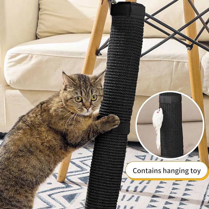 JanYoo 2 Pieces Cat Scratcher Mat for Table Leg, Sisal Cat Scratching Pad Scratch Mat for Cat Scratch Pad Rug 19.69 × 9.84 in (Black) - Image 4