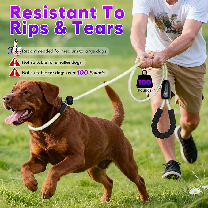 Light Up Dog Leash with Collar 2-in-1, 14 LED Modes Reflective Leash for Medium Large Dogs, USB Rechargeable Waterproof Adjustable Night Walking for Safety - Image 7
