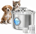 Cat Water Fountain Stainless Steel, 2.8L Quiet Dog Water Fountain | Automatic Quiet Pet Drinking Fountain, Water Level Window, 2 Filters & 2 Sponges - Gift for Small Animals like Dog & Kitty by Unknown