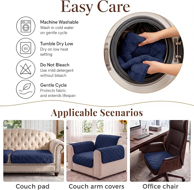 Foxdecor Couch Arm Covers for Sofa Arm Chair Covers Set of 2 | Sofa Arm Covers Cat Scratch Resistant Couch Protectors, Washable Armrest Cover Furniture Arm Covers, Blue 18x28 in - Image 7