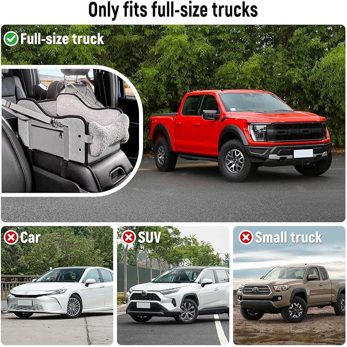 TKYZ Center Console Dog Car Seat for Small Dogs,Fit for Full Size Truck | Soft Pillow,Double fixation,PU Leather Easy To Clean,Pet Booster with Safety Belt,Puppy Car Seat for Small Dogs 0-30 lbs - Image 2