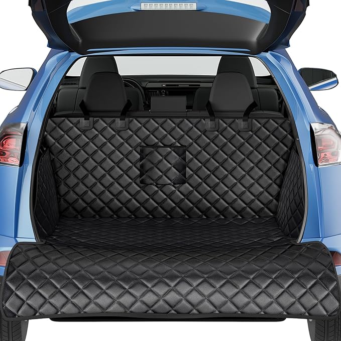 PETICON SUV Cargo Liner for Dogs, PU Leather Trunk Cover with Bumper Flap | Waterproof Pet Cargo Cover with Side Flaps, Dog Car Seat Cover with Non-Slip Mat Prevents Scratches, Pet Hair, Mud, and Dirt by PETICON