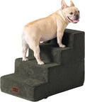 EHEYCIGA Dog Stairs for Bed 18" H, 4-Step Extra Wide Dog Steps for High Bed, Pet Steps for Small Dogs and Cats, Non-Slip Balanced Pet Ramp Indoor, Military Green by EHEYCIGA