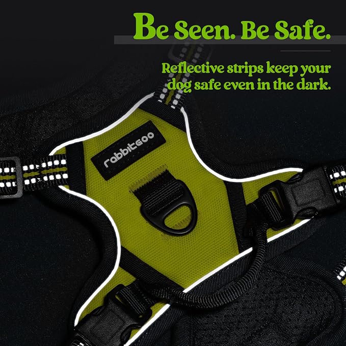 rabbitgoo Dog Harness No Pull with 2 Leash Clips, Adjustable Soft Padded, Reflective Oxford No Choke Pet Vest with Easy Control Handle for Puppy, Green, XS | No Choke with Handle, Adjustable Soft Padded, Reflective, Easy Control for Walking, Wild Lime,... - Image 7