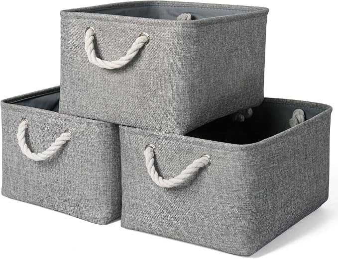 TheWarmHome Storage Bins - 3PCS Fabric Storage Baskets for Organizing Shelves | Large Basket Closet Organizer for Home Shelf Dog Laundry Organization | Collapsible Storage Cubes W/Handles by TheWarmHome