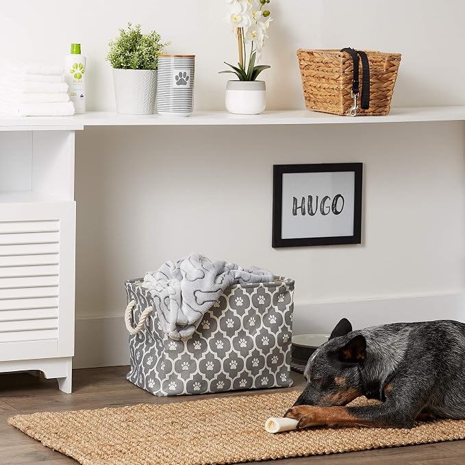 Bone Dry Pet Storage Collection Lattice Paw Print, Medium Rectangle, Gray (Pack of 2) - Image 6