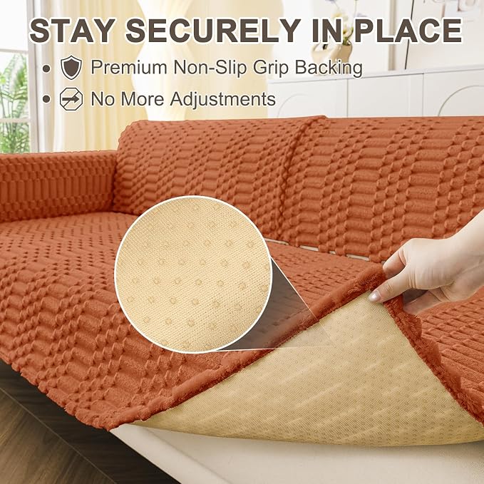 Smiry Waterproof Couch Covers for Dogs Washable, Non Slip Pet Sofa Cover | Plush Scratch Resistant Flannel Furniture Protector for Dogs, Rust, 36" x 36" - Image 4