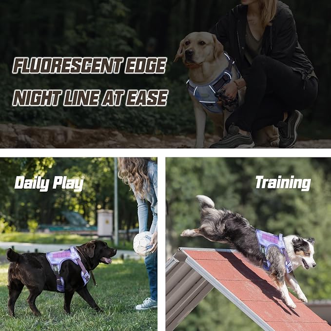 AUROTH Dog Harness for Small Medium Dogs, Tactical No Pull Dog Vest | No Choke, Heavy Duty, Reflective, Military K9, Adjustable, Handle, Easy Control for Walking, Army yellow, Small - Image 5
