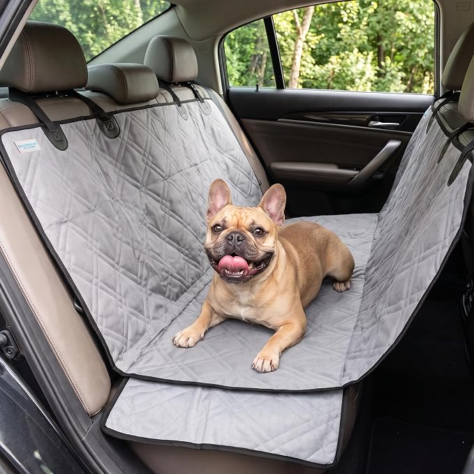 Bulldogology Dog Car Seat Cover Waterproof Heavy Duty Bench Dog Hammock Backseat Protector from Hair, Muddy Paws, Scratches - Pet Car Seat Cover for Cars Trucks SUVs (X-Large, Grey) by BulldogologyPetSolutions