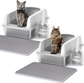 Henkelion 2 Pack Stainless Steel Cat Litter Box with Lid, 20" L x 14.2" W x 11.8" H, Extra Large Litter Box for Big Cats with High Sided, Anti-Urine Leakage, Easy Cleaning, Include Cat Mat and Scoop by Henkelion