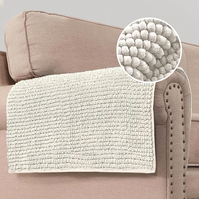 H.VERSAILTEX Plush Chenille Couch Armrest Cover 2 Packs Thick and Soft Sofa Covers Furniture Protector Cover for Pets (27.5" x 27.5", Ivory) - Image 8