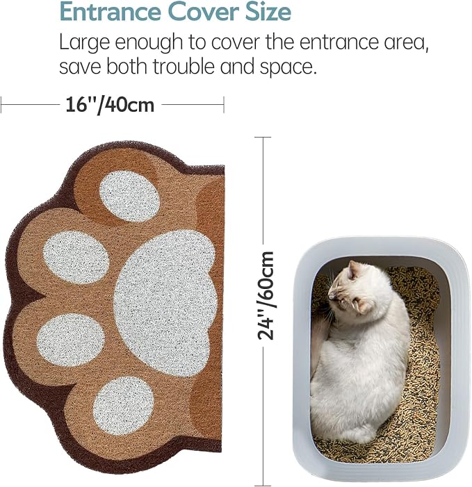 Cute Cat Litter Mat 24”x16”, Litter Box Mat, Litter Trapping Mat, Soft on Kitty Paws, Easy Clean, Anti Slip, Pet Accessories, Door Floor mats - Brown White60*40 - Image 3