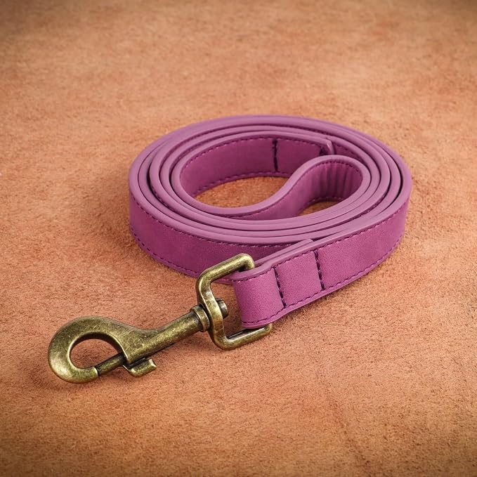 Didog PU Leather Dog Leash for Small Dogs, 5/8in x 4ft, Purple | Soft Grip Full Control, Easy Clean, Metal D-ring for Poop Bag Holder, Tangle-Free 360° Swivel Clasp, for Walking & Training - Image 8