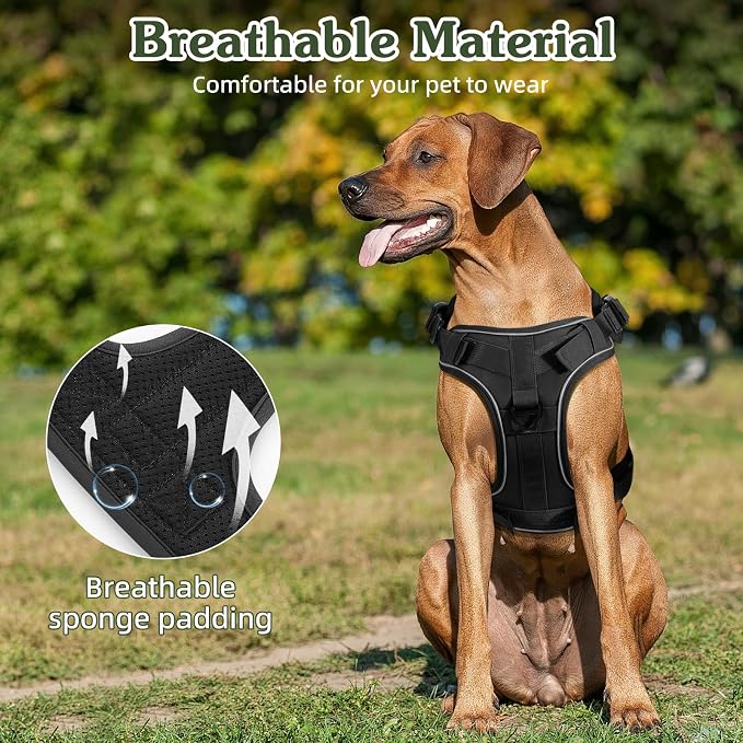 VavoPaw Heavy Duty Tactical Dog Harness for Medium Dog, No Pull Adjustable | Pet Harness Reflective Service Training Easy Control Pet Vest Military K9 Working Dog Harnesses（Black, M) - Image 3