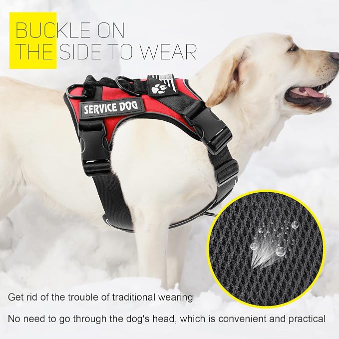 Service Dog Harness, Reflective Dog Vest Harness with 5 PCS Patches, Adjustable Soft Oxford Pet Harness, Inner Layer Mesh, Easy to Control for Dogs - Image 5