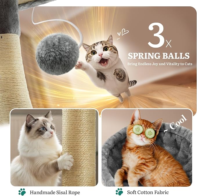 YITAHOME 75-Inch Tall Multi-Level Cat Tree Indoor | Cat Tree Tower with Condos, Top Perches, Sisal Ramp, Scratching Posts & Cozy Basket Hammocks - Image 5