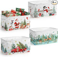 FoldTier 4 Pcs Empty Christmas Storage Baskets with Handles, Rustic | Large Foldable Christmas Baskets for Gifts, Winter Storage Boxes, Farmhouse Xmas Gift Bins for Office Home Nursery Cloth by FoldTier
