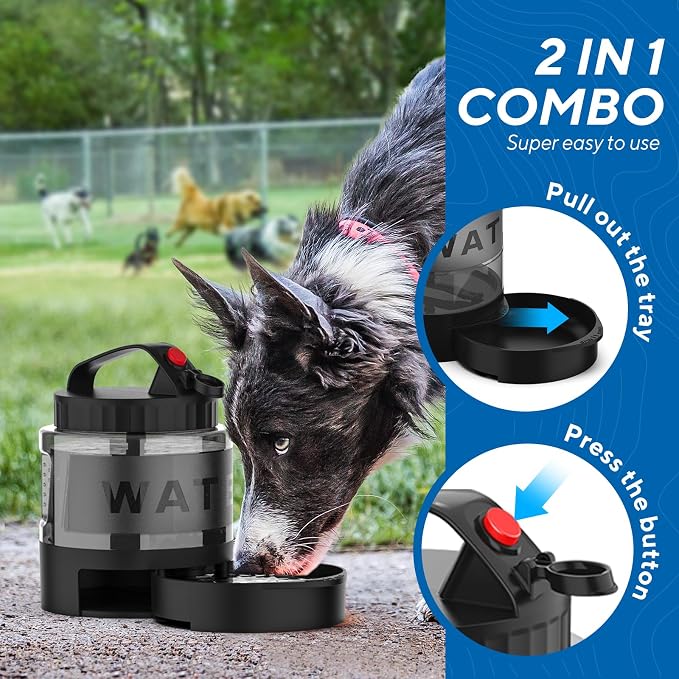 lesotc Portable Dog Water Bottle, 56oz Large Travel Water Bowl Dispenser for Dogs Camping Beach Walking Essentials, Big Pet Bottles Hiking Traveling Park Car Trips Accessories for On the Go, BPA Free - Image 2