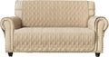 Ameritex Loveseat Cover Water-Resistant Quilted Furniture Protector with Back Nonslip Paws Slipcover for Dogs, Kids, Pets Loveseat Slipcover Stay in Place for Leather (46", Beige) by Ameritex