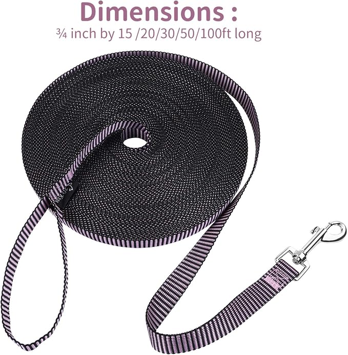 Hi Kiss Dog/Puppy Obedience Recall Training Agility Lead - 15ft 20ft 30ft 50ft 100ft Training Leash - Great for Training, Play, Camping, or Backyard(15ft,BL+PK) - Image 4