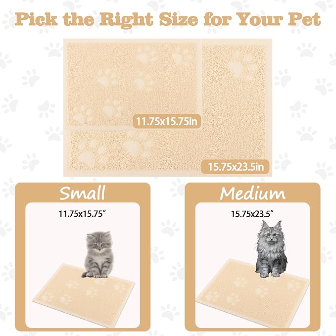 Darkyazi Cat Litter Box Mat for Floor Litter Trapping Mat Non-Slip Backing, Scatter Control, Easy Clean, Water Resistant, Soft on Paws (15.75" x 11.75",Beige) - Image 8