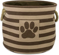 Bone Dry Pet Storage Collection Striped Paw Patch Bin, Small Round, Brown by BoneDry