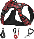 NESTROAD No Pull Dog Harness with Leash, Reflective No Choke Pet Vest Harness,Adjustable Soft Padded Dog Harness with Easy Control Handle for Large Dogs(Checkered Red,Large) by NESTROAD