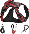 NESTROAD No Pull Dog Harness with Leash, Reflective No Choke Pet Vest Harness,Adjustable Soft Padded Dog Harness with Easy Control Handle for Medium Dogs(Checkered Red,Medium) by NESTROAD