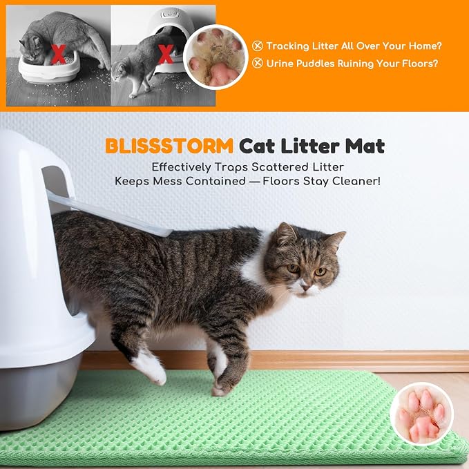 Cat Litter Mat 31"x24",Double Layer EVA Litterbox Mat Green | Extra Large Honeycomb, Waterproof & non-slip, Odor-free, easy clean, washable durable floor protector,scatter control - Image 7