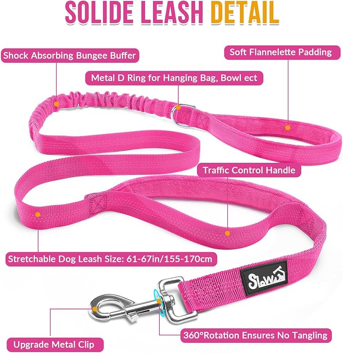 SlowTon No Pull Dog Harness with Front Clip - Heavy Duty, Soft Padded | Neck & Chest Adjustable, Tactical Pet Vest and Leash Set for Large Medium Sized Dogs, for Easy Walk & Training, Fuchsia L - Image 4