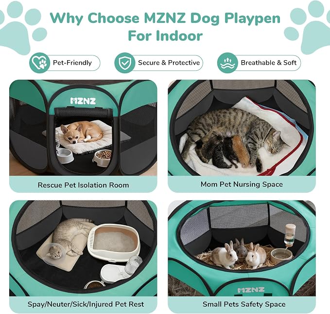 Dog Cat Small Animal Puppy Playpen Crate, Small, Blue | Portable Pop Up Pet Cage Enclosure Tent Kennel Indoor Outdoor with Carrying Case, No Assembly, Camping Use - Image 4