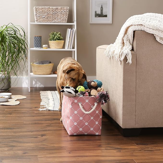 Bone Dry Pet Storage Paw and Bone, Trellis Collection, Medium Rectangle, 16x10x12, Rose - Image 5