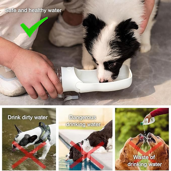 Portable Dog Water Bottle, Foldable Water Bottle for Dog, White, 12oz | Leak Proof Dispenser, Dishwasher Safe, Puppy Travel Water Bowl Fit for Cat, Rabbit, Small Animals Walking, Hiking, Travel - Image 6
