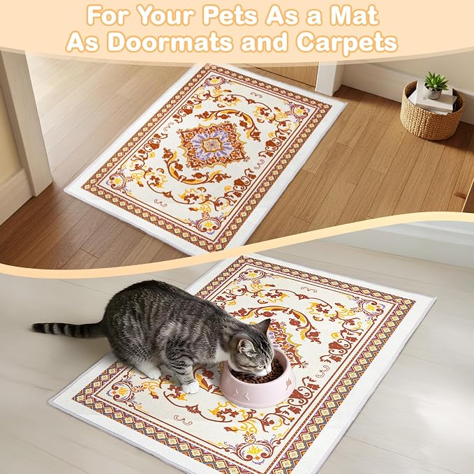 Washable Cat Litter Mat 48"x36" Waterproof Trapping Pad | Kitty Litter Box Mat Featuring A Non-Slip Base And Decorative Design To Trap Scatter For Home Floor Protection - Image 5