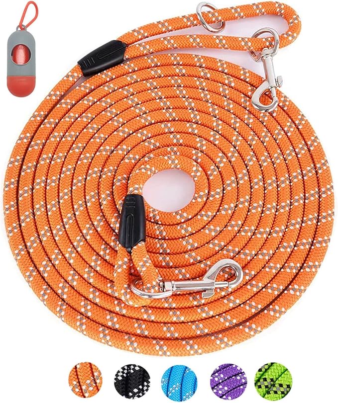 Long Dog Leash for Dog Training 10FT 16FT/30FT/50FT/100FT, Reflective Threads Rope Check Cord Dog Leash, Heavy Duty Dog Lead for Large Medium Small Dogs Walking Playing, Camping, or Yard by Lanwandeng
