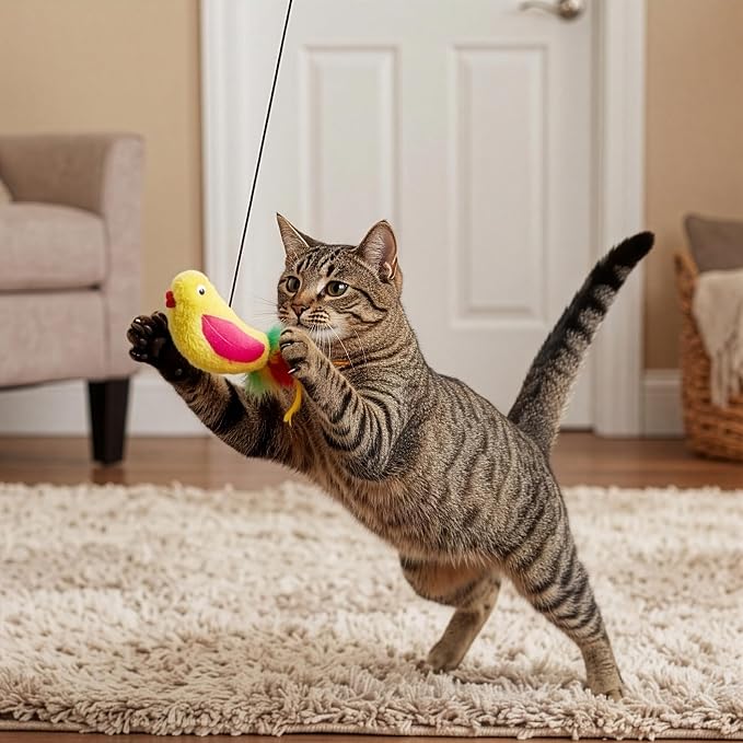 SPOT A-Door-Able Plush Bird Cat Toy | Rattle and Catnip Cat Toy Provides Hours of Entertainment for Your Cat | Hangs on Any Size Door Frame - Image 8