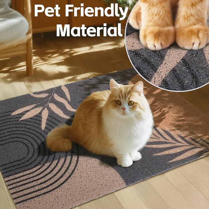 Cat Litter Mat Litter Trapping Mat, 40"x30" Waterproof Urine Proof Litter Box Mat Catcher Mat Non-Slip Washable for Kitty Kitten, Black - Image 3