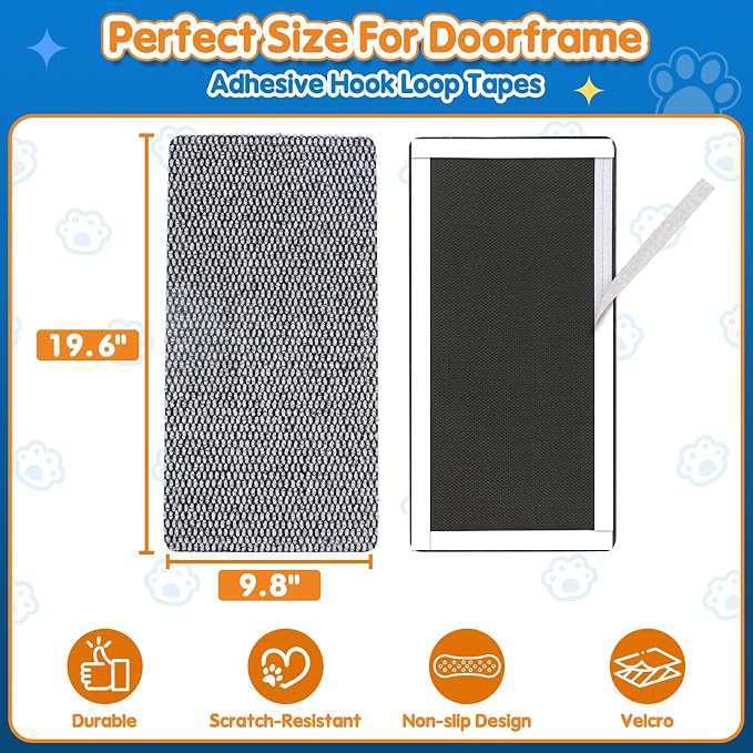 Wall Cat Scratcher for Indoor Cats,Corner Furniture Protector Light Grey | 19.6x9.8" wall corner cat scratcher,Durable scratching board protects door, wall and couch furniture,Easy mount - Image 5