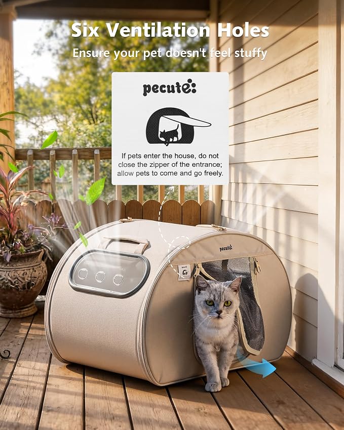 Pecute Cooling Dog House,with Cooling Mat for Small Dogs,Cat Bed,M,Cream | 6 Ice Packs for Cooler,Aluminum Film Insulation System,Breathable, Cool, Safe, and Sturdy AC Room for Cats in Hot Summer Days - Image 6