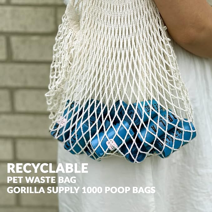 GORILLA SUPPLY 1000 Dog Poop Waste Bags with Dispenser and Leash Tie, 9" x 13", Blue, 1000 Count - Image 8