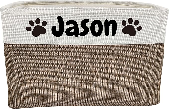 Personalized Dog Toy Basket Dog Toy Box with Pet`s Name for Dog Chew Toys,Clothing,Stuff by CpakOwlgoo