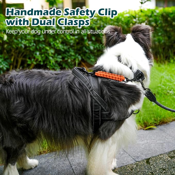 PetBonus Dog Collar Safety Clip, Handmade Prong Collar to Harness Connector | Dog Leash Backup Safety Strap, Escape Proof, Double Ended Clasp, Lead Connector for Pinch Collar, Harness (Orange) - Image 4